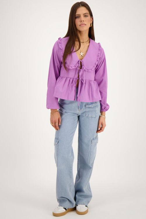 Striped purple blouse with bows  | My Jewellery