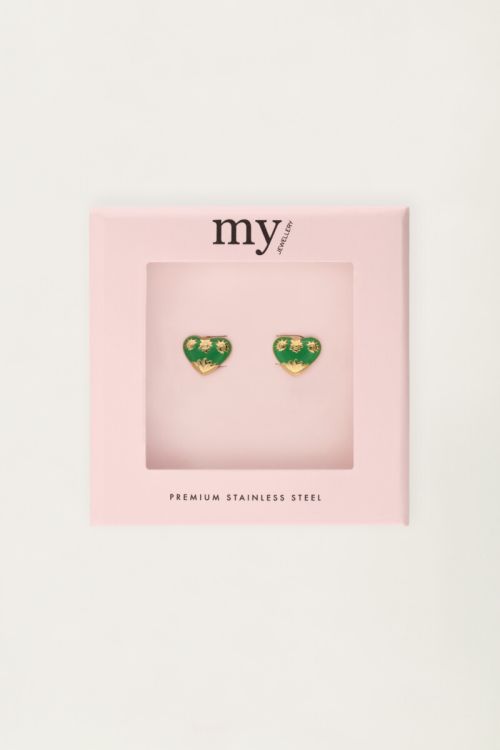 Studs green mini heart | My Jewellery