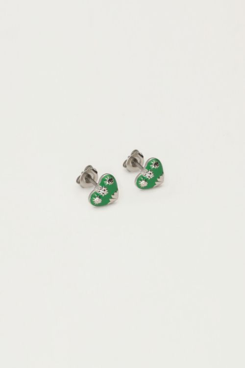 Studs green mini heart | My Jewellery