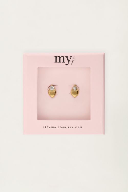 Studs heart with rhinestones | My Jewellery