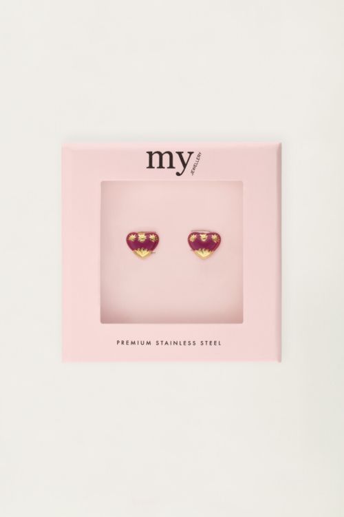 Studs purple mini heart | My Jewellery