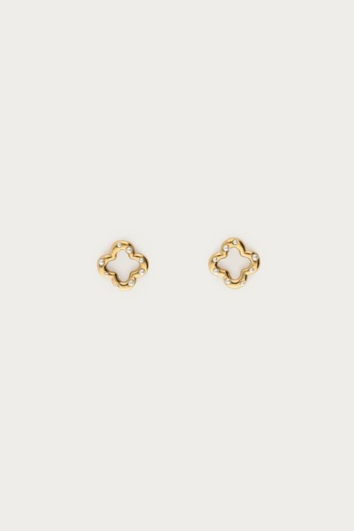 Studs met klaver en imitatieparels