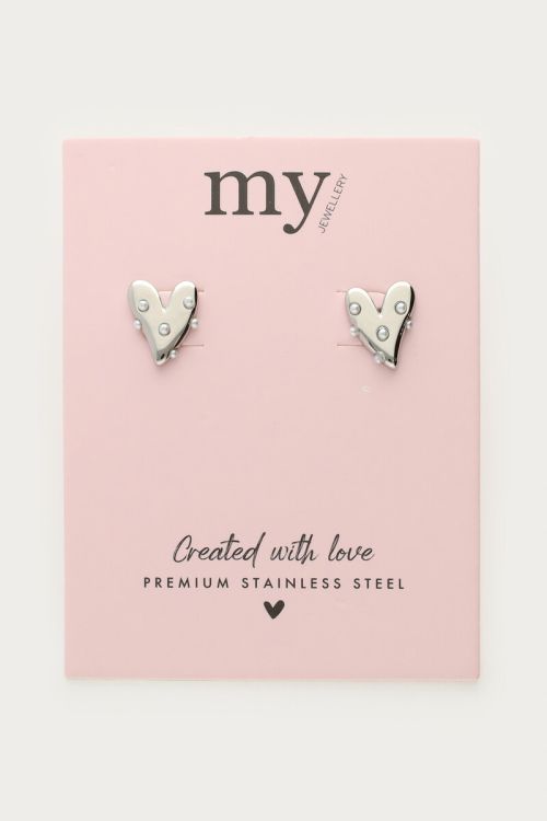 Studs with heart & faux pearls | My Jewellery