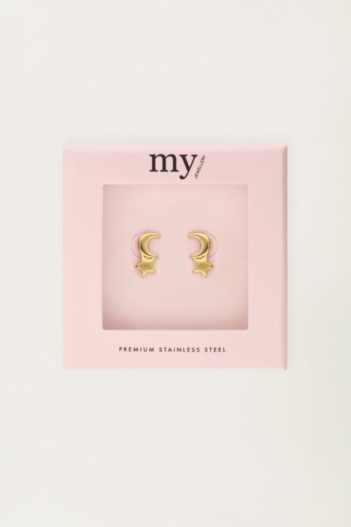 Studs with mini moon and star | My Jewellery