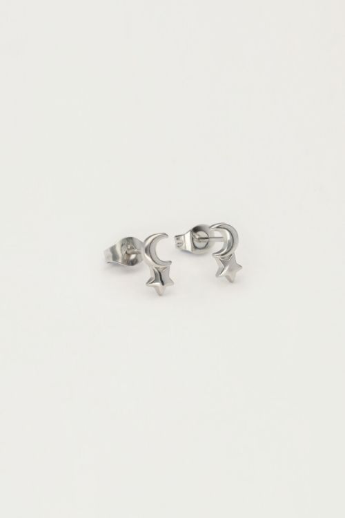 Studs with mini moon and star | My Jewellery