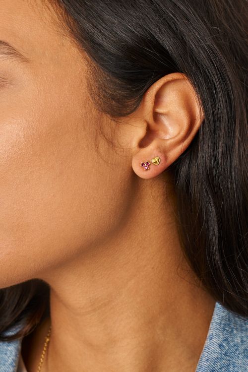 Studs with pink triple rhinestones | My Jewellery