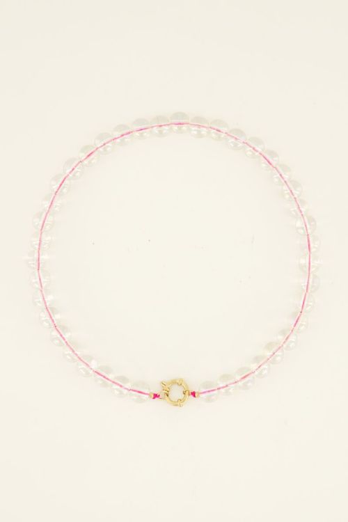 Sunchasers gold necklace with pink glass beads | My Jewellery