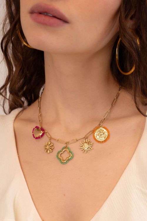 Sunrocks charm necklace with charms and beads