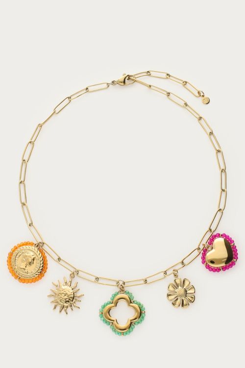 Sunrocks charm necklace with charms and beads