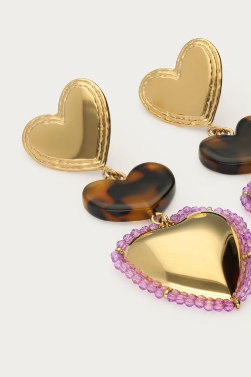 Sunrocks earring with leopard and beaded hearts | My Jewellery