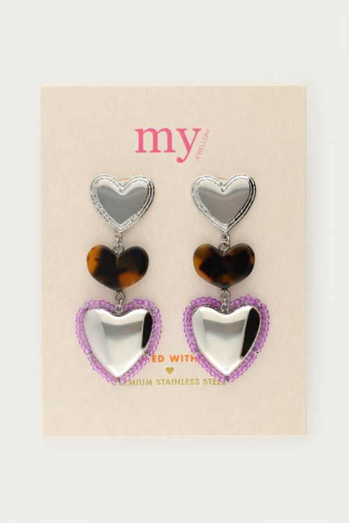 Sunrocks earring with leopard and beaded hearts | My Jewellery