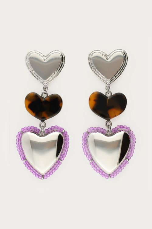 Sunrocks earring with leopard and beaded hearts | My Jewellery