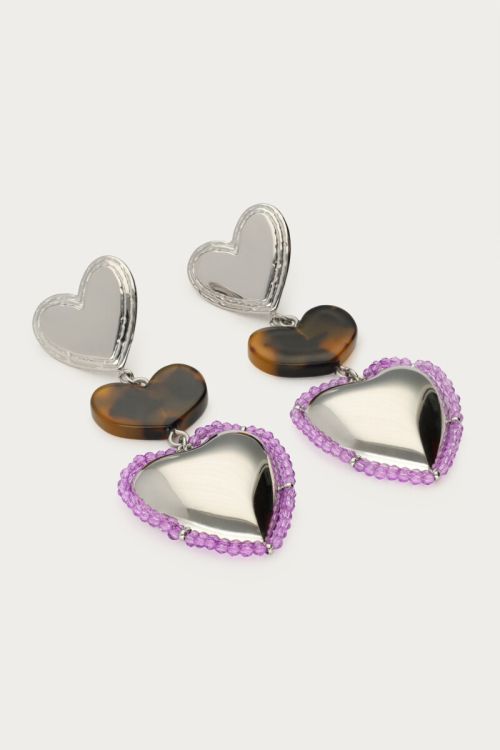 Sunrocks earring with leopard and beaded hearts | My Jewellery