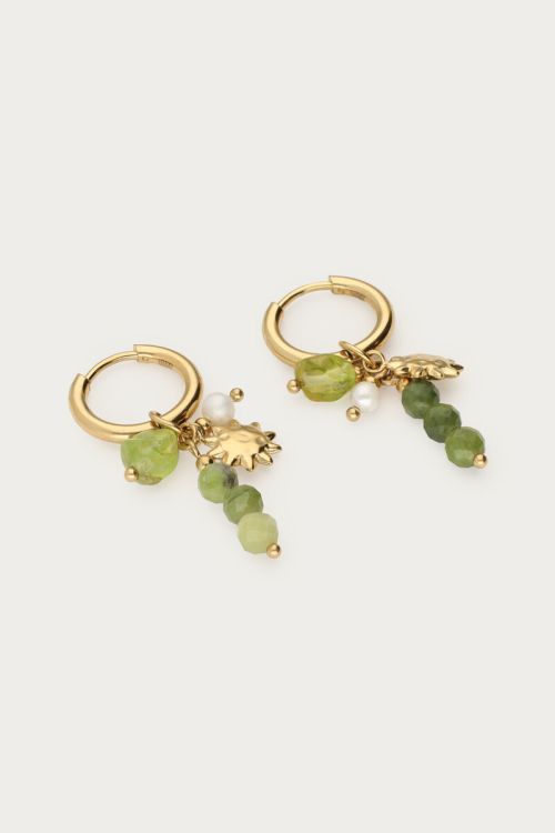 Sunrocks earrings with green beads & sun | My Jewellery
