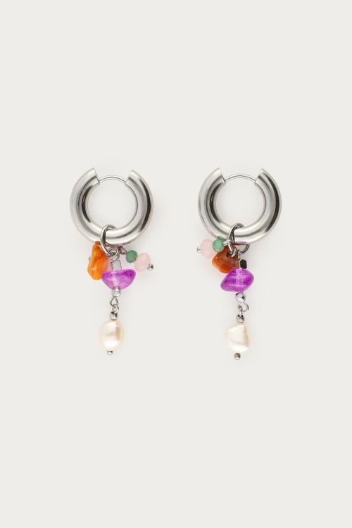 Sunrocks earrings with purple stones & freshwater pearl | My Jewellery