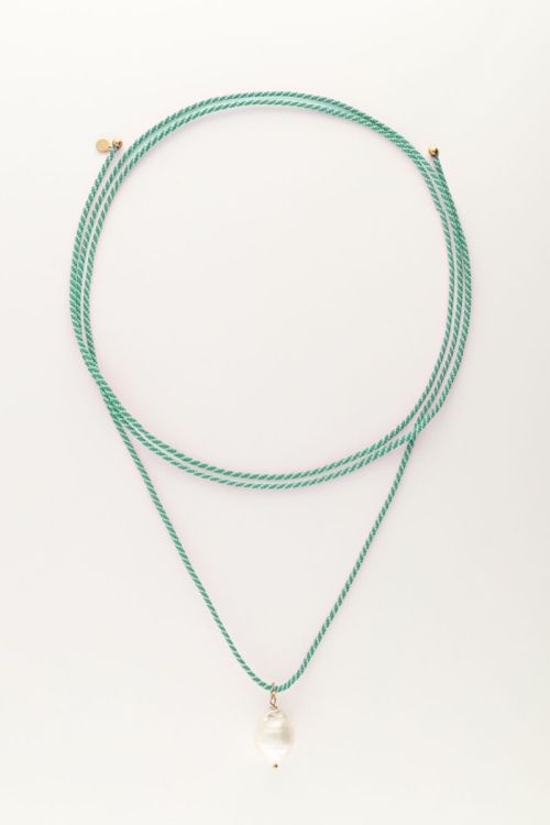 Sunrocks green cord necklace with pearl | My Jewellery
