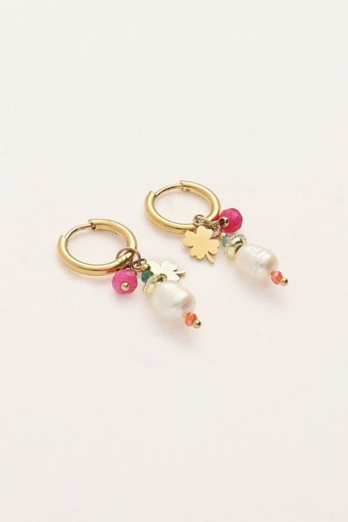 Sunrocks hoop earrings with beads and four-leaf clover | My Jewellery