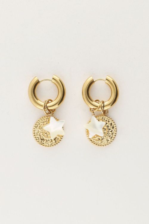 Sunrocks hoop earrings with coin and stars | My Jewellery