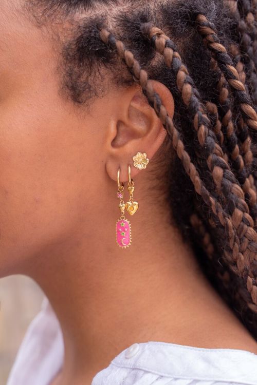 Sunrocks hoop earrings with pink & purple charms | My Jewellery