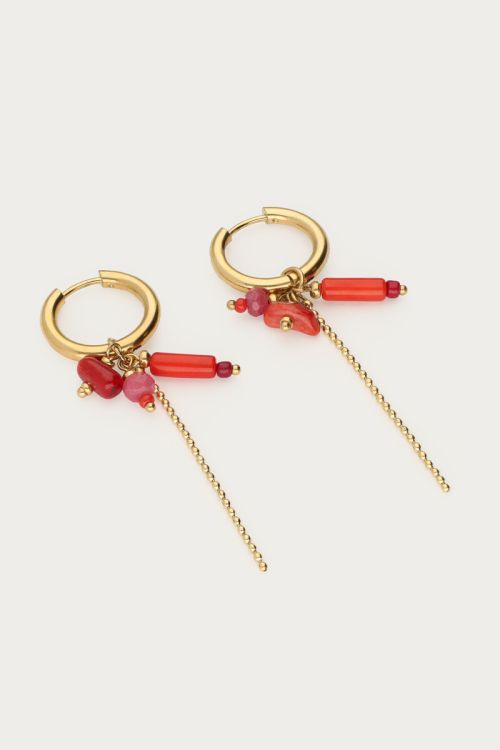 Sunrocks earrings with red stones & balls | My Jewellery
