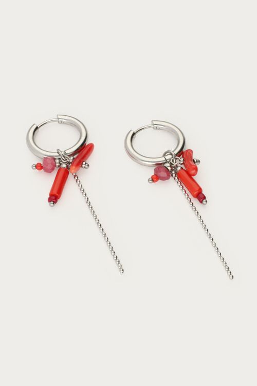 Sunrocks earrings with red stones & balls | My Jewellery