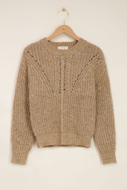 Taupefarbener Strickpullover