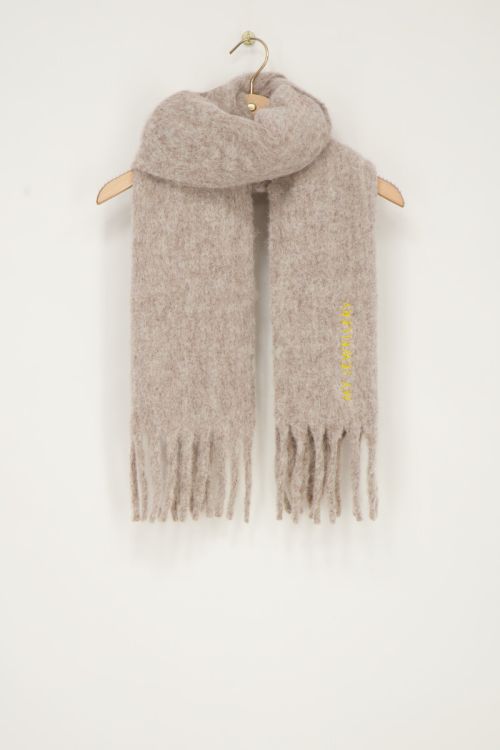 Taupe scarf with fringing | My Jewellery