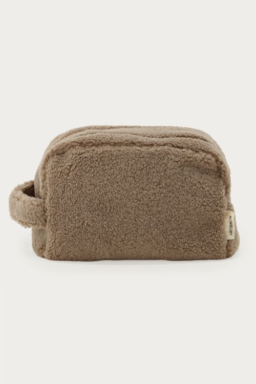 Taupe teddy toiletry bag | My Jewellery