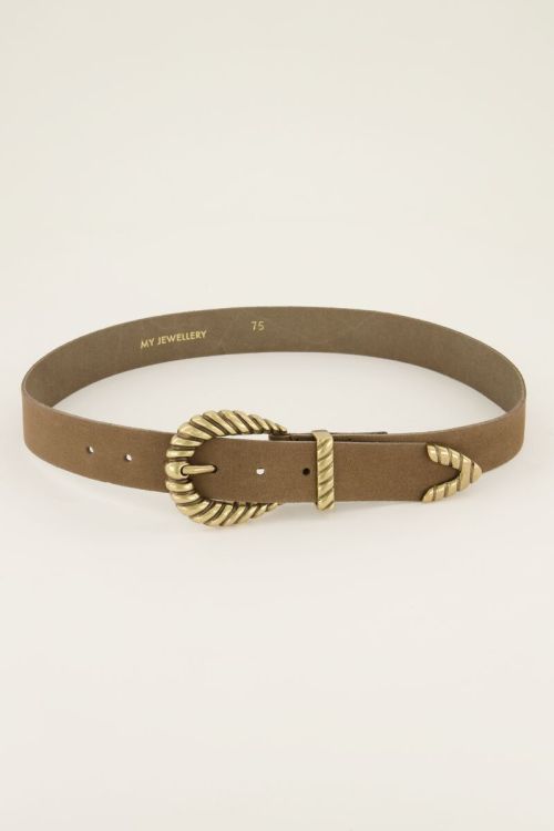 Taupe western riem met goudkleurige gesp | My Jewellery