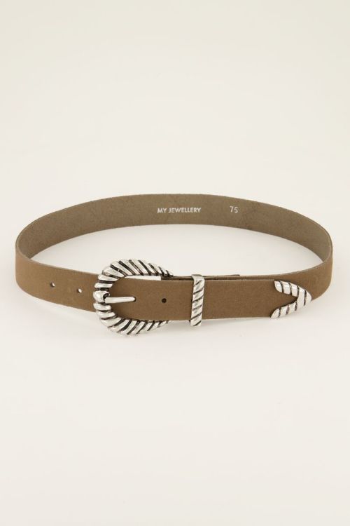 Taupe Western belt with silver buckle | My Jewellery