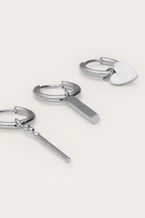 Trio of hoop earrings with heart | My Jewellery