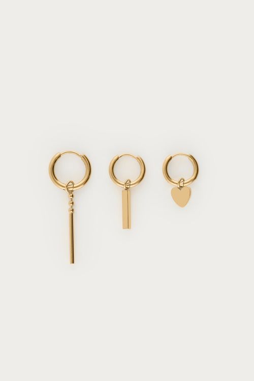 Trio of hoop earrings with heart | My Jewellery