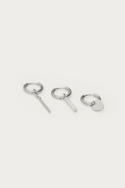 Trio of hoop earrings with heart | My Jewellery