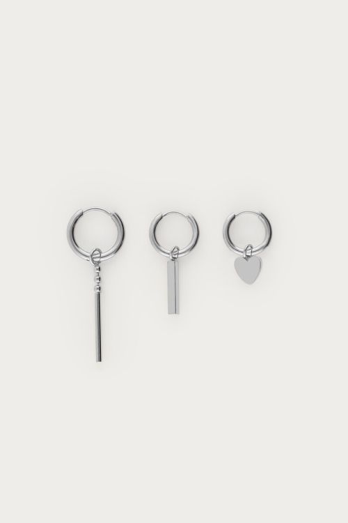 Trio of hoop earrings with heart | My Jewellery