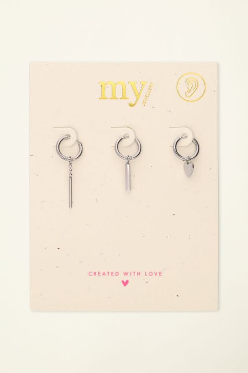 Trio of hoop earrings with heart | My Jewellery