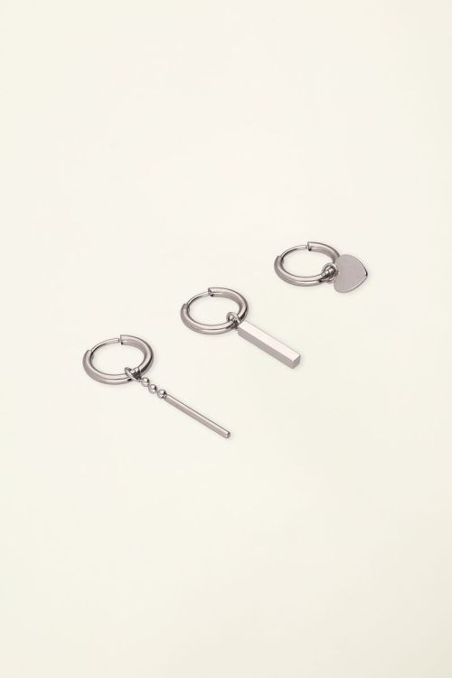 Trio of hoop earrings with heart | My Jewellery