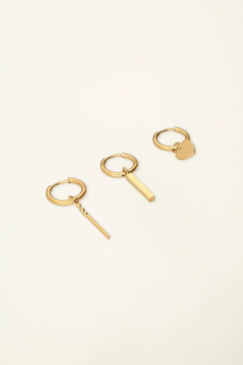 Trio of hoop earrings with heart | My Jewellery