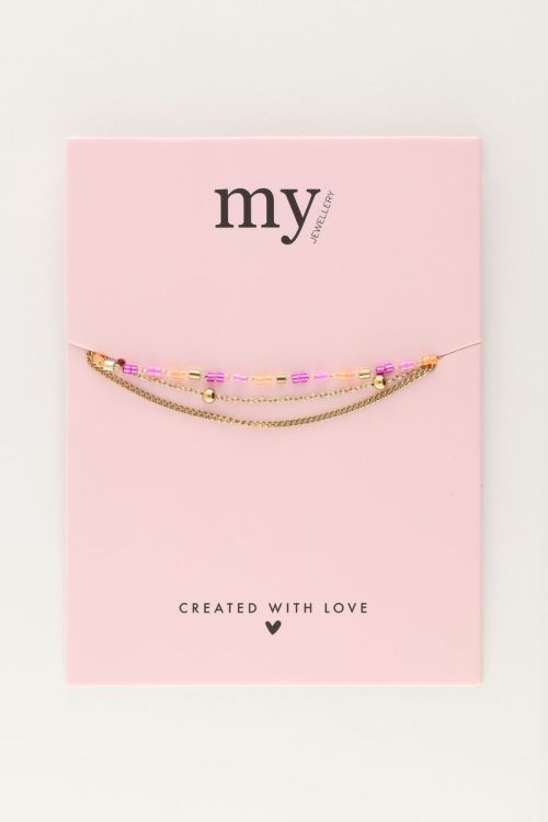 Triple bracelet with orange & pink beads | My Jewellery