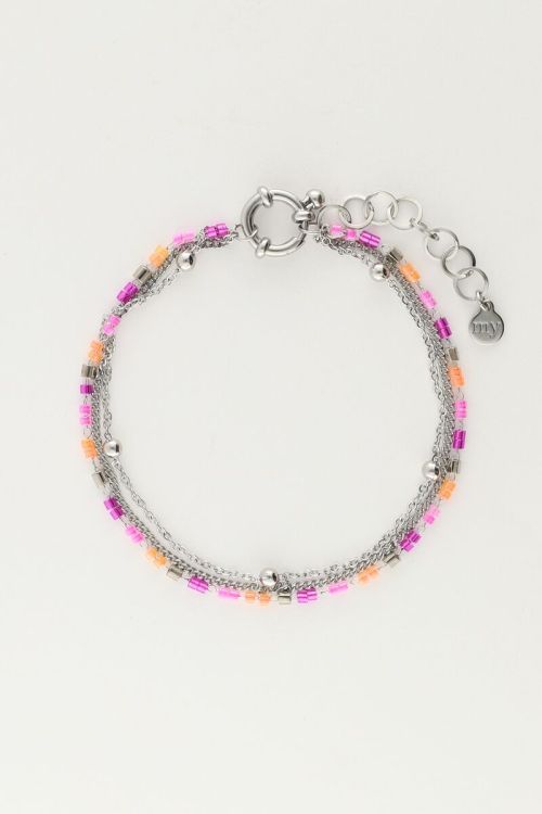Triple bracelet with orange & pink beads | My Jewellery
