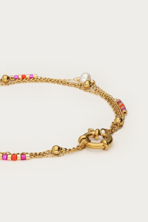 Triple bracelet with pink beads & freshwater pearls | My Jewellery