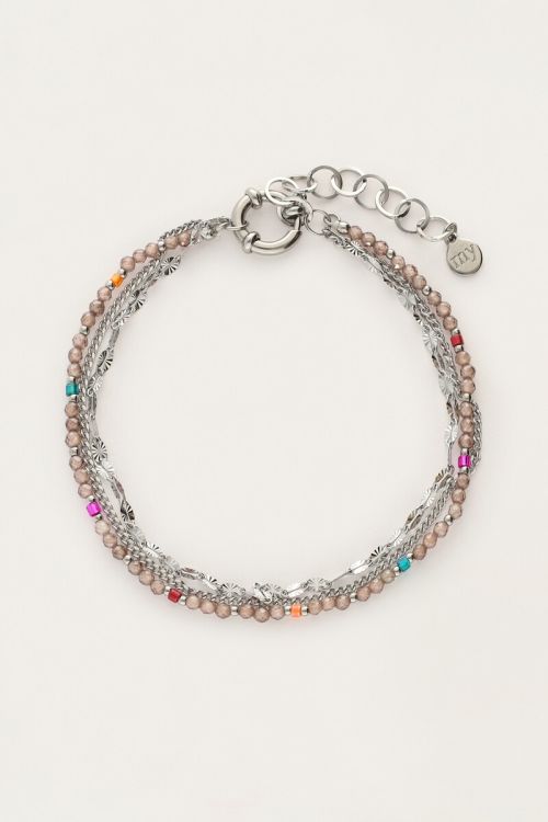 triple bracelet with taupe beads