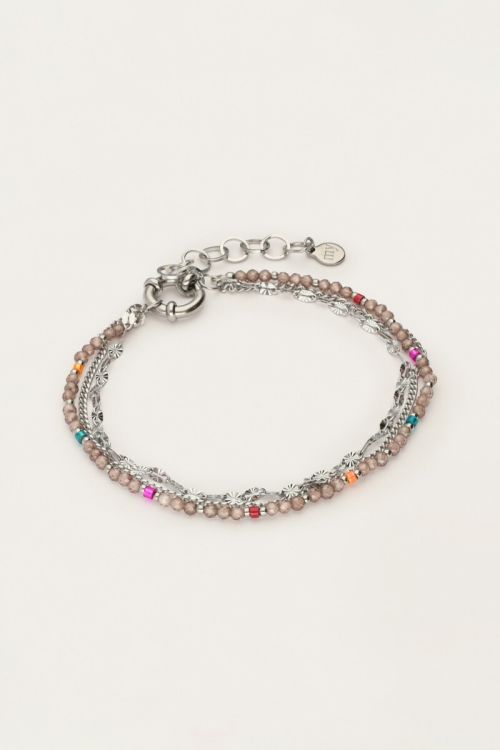 triple bracelet with taupe beads