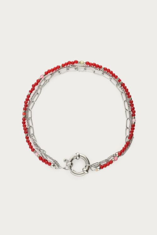 Triple burgundy bracelet with lock | My Jewellery