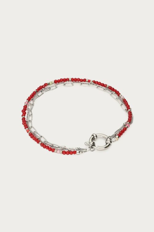 Triple burgundy bracelet with lock | My Jewellery