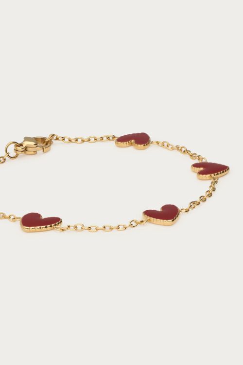 Bracelet with burgundy mini hearts | My Jewellery