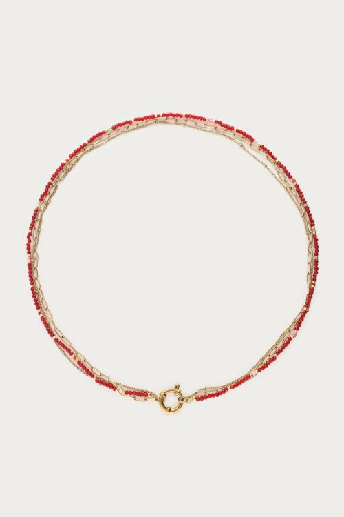Triple burgundy necklace with lock | My Jewellery