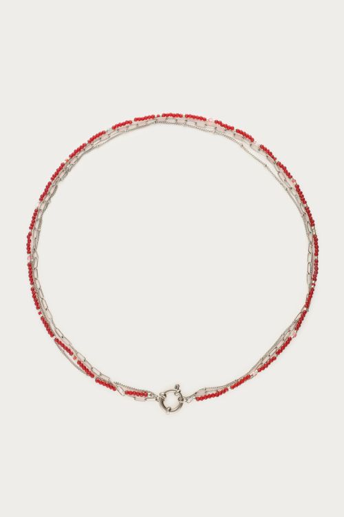Triple burgundy necklace with lock | My Jewellery