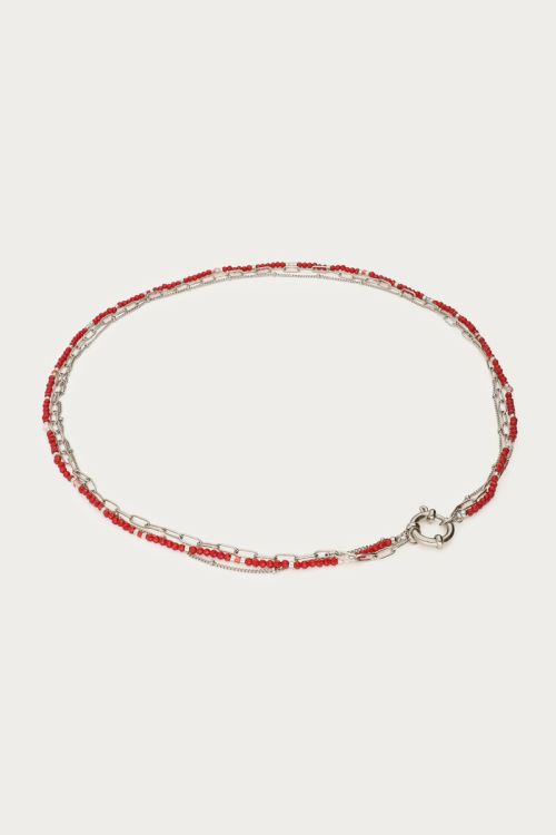Triple burgundy necklace with lock | My Jewellery