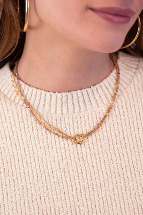 Triple necklace with taupe beads | My Jewellery