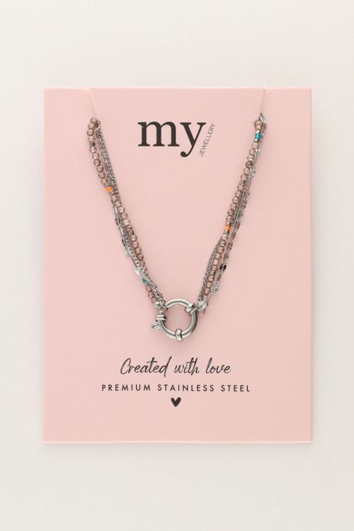 Triple necklace with taupe beads | My Jewellery